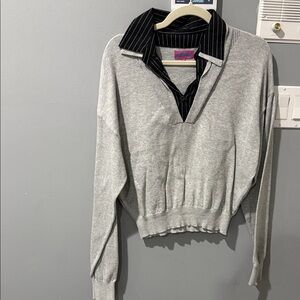 Edikted Light Gray V-Neck Sweater